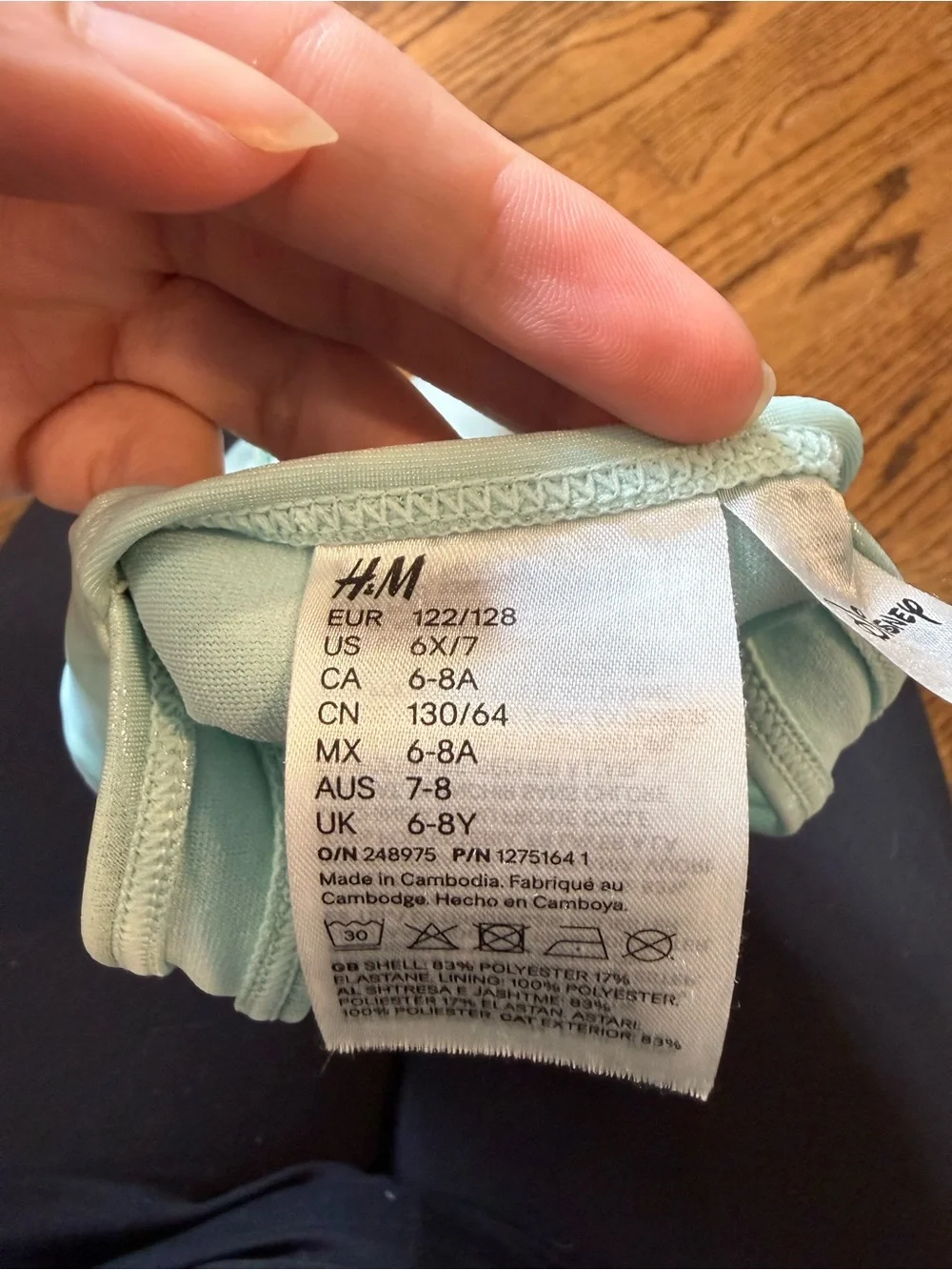 H&M Girls Light Aqua Frozen 2 Elsa Graphic One-Piece Swimsuit with Ruffles